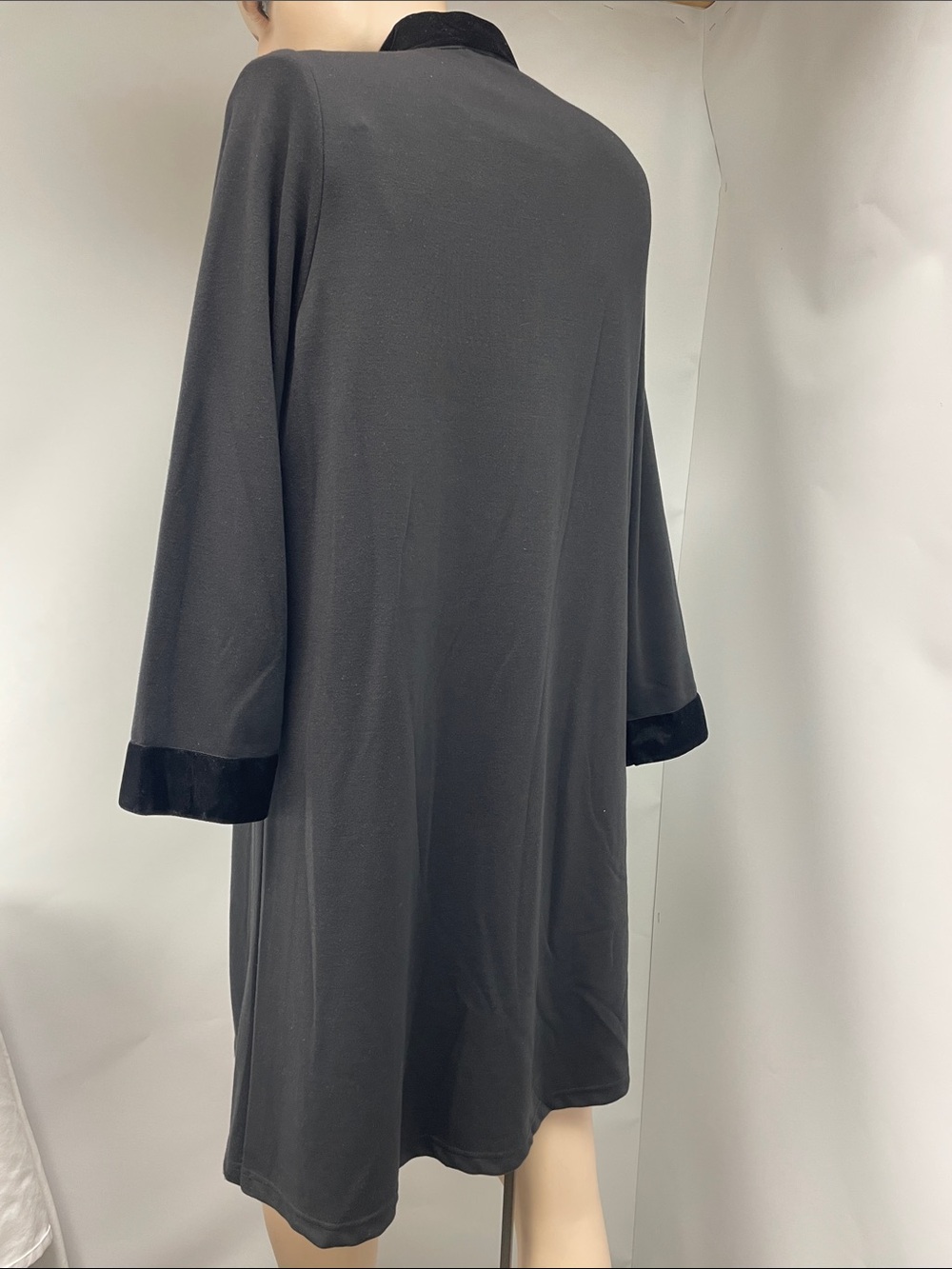 STS Black Midi Dress with Velvet Trim - Women's Tunic Dress, Size L - Picture 3 of 9